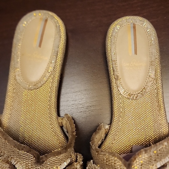 Sam Edelman Gold Sandals H-Style Bay Frey 2 Slip-On sz 9.5 - Picture 3 of 9